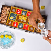 Bar On Wheels Printed Serving Trolley With Shots Glasses